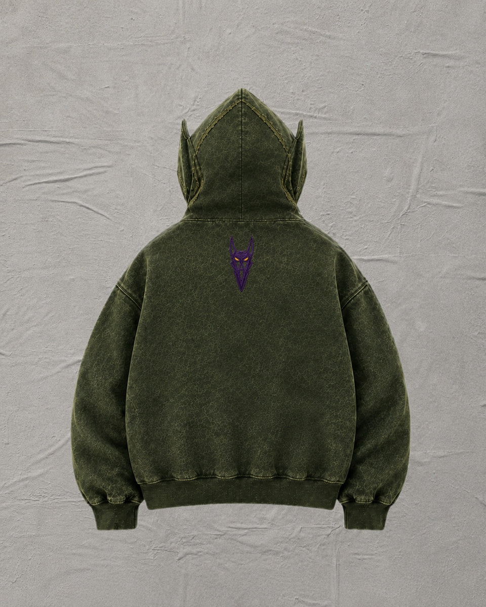 Spider Full-Zip Hoodie – blood red Stonewash | Vendetta – VENDETTA
