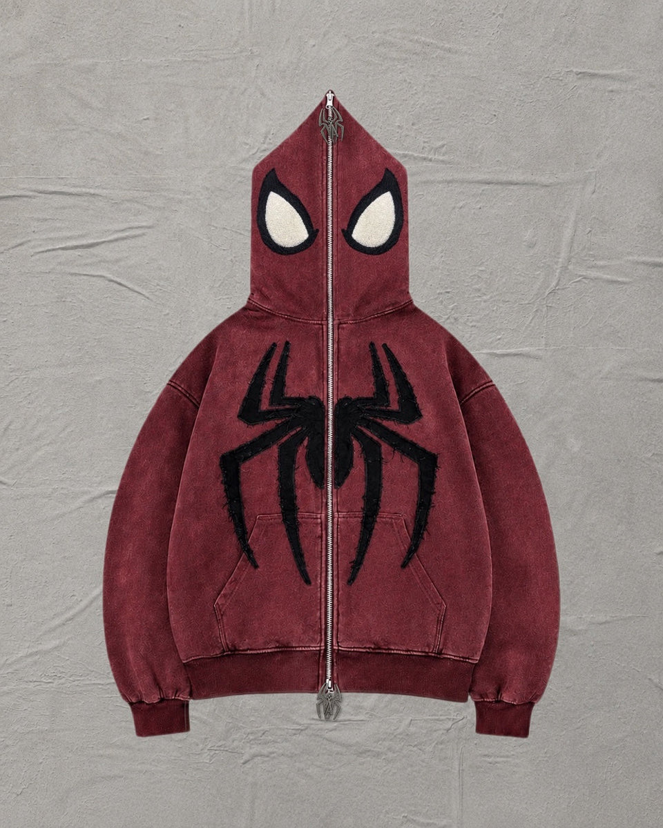 トップス ARCHIVE LIFE WORLD WIDE ZIP HOODIE BLOOD Spider Full-Zip Hoodie – blood red Stonewash | Vendetta – VENDETTA