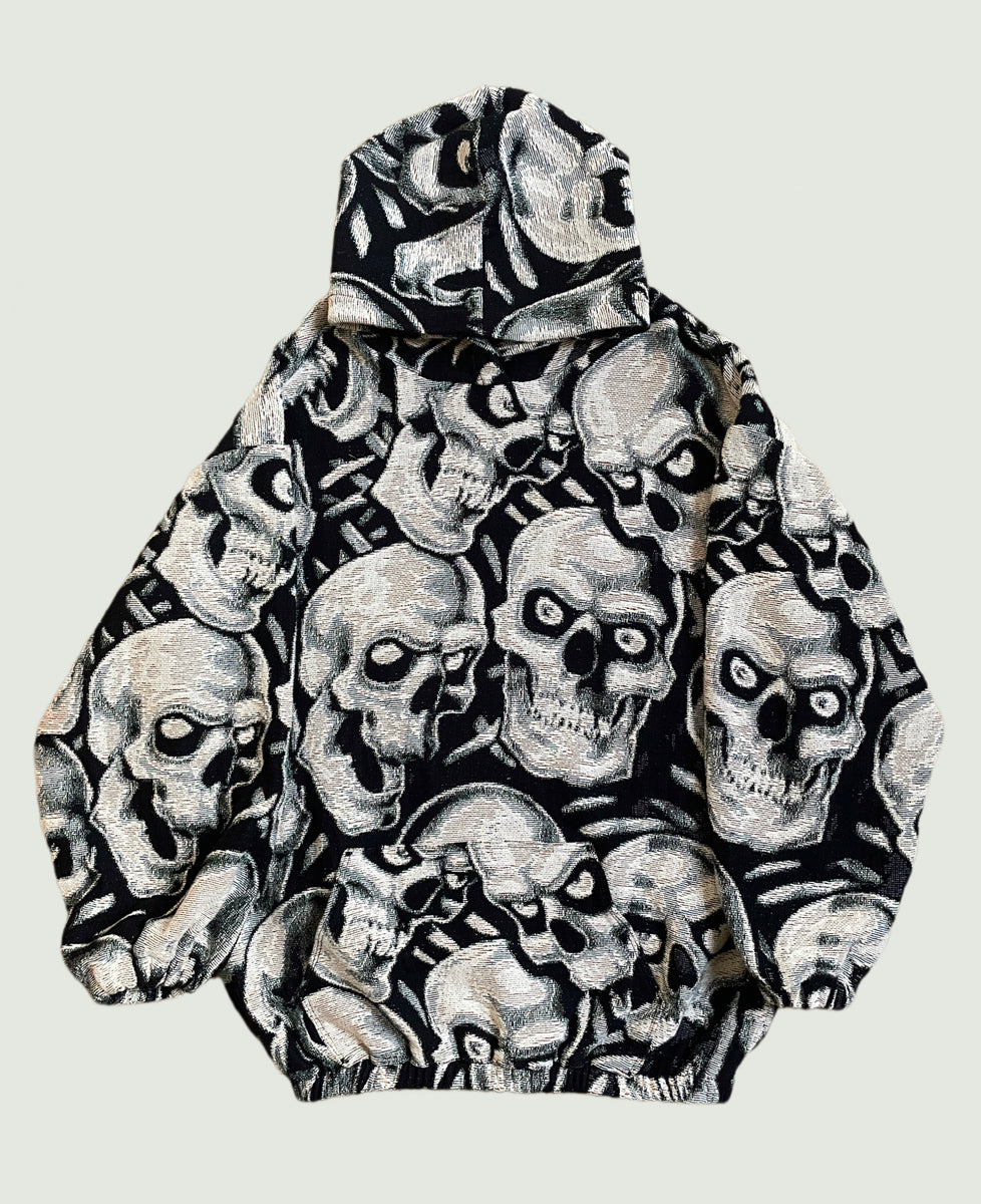 Skull Reworked Hoodie custom/bones/skeleton/vintage/Tapestry top