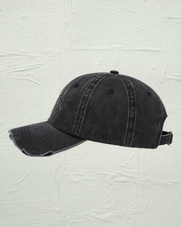Distressed Denim Spider Cap
