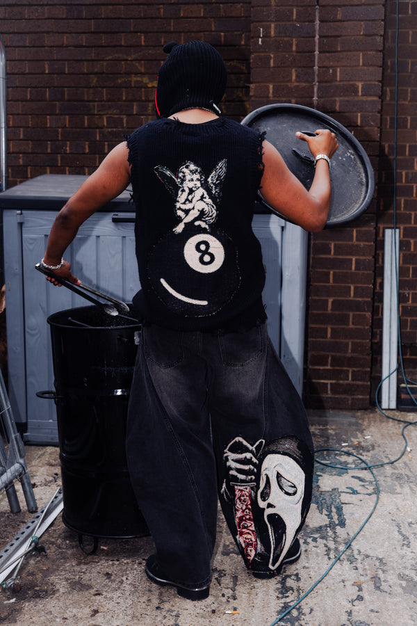 VA-SS25-BL019 GHOSTFACE BARREL JEANS