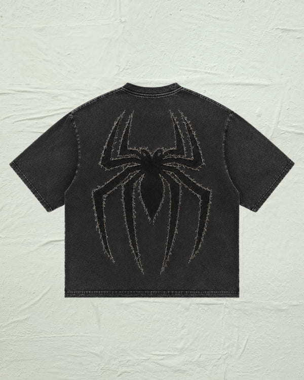 Grey Stonewashed Spider Tee