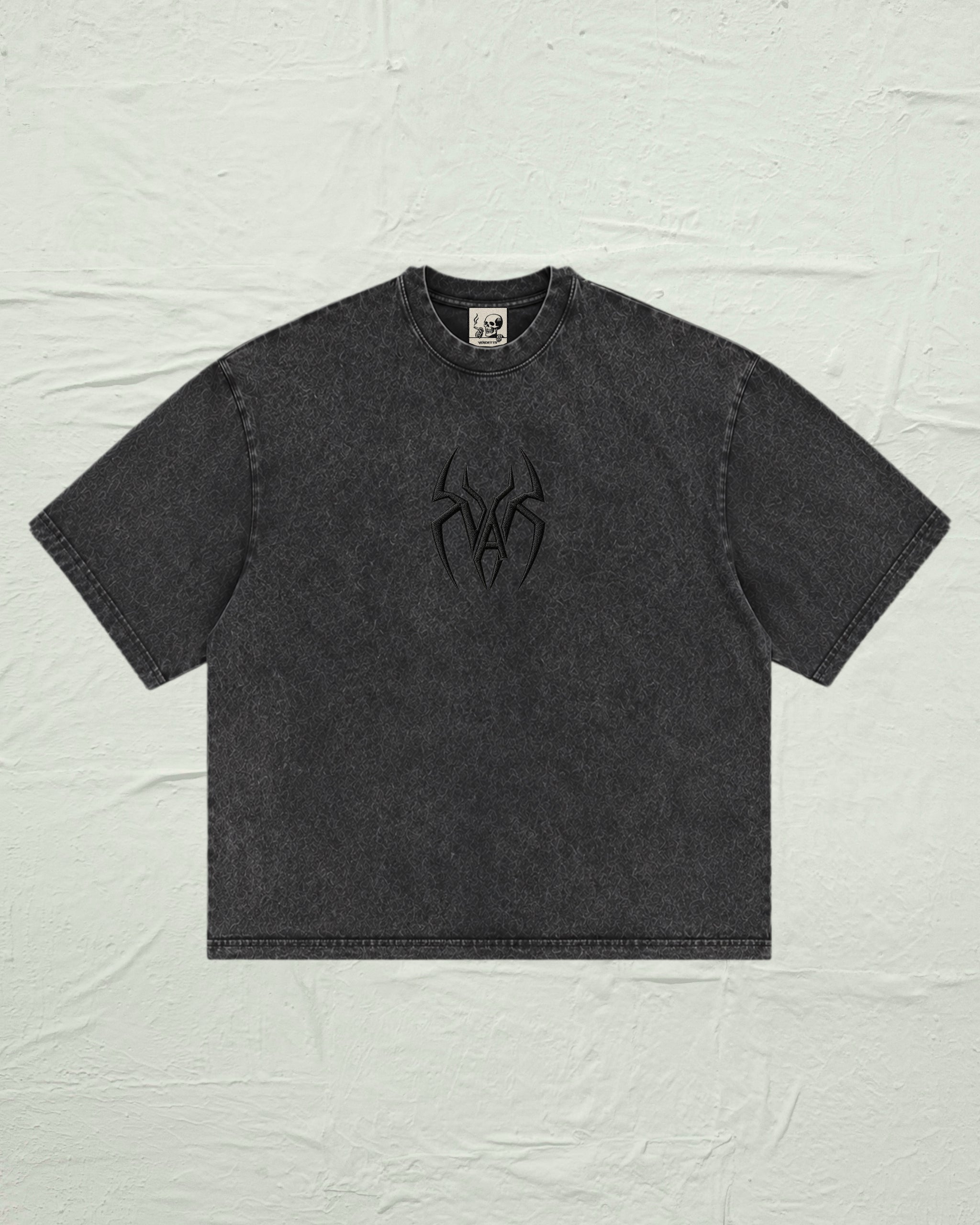 GREY STONEWASHED SPIDER TEE