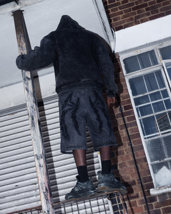 Noir Fray Spider Full-Zip Hoodie - MTO