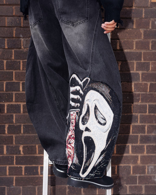 VA-SS25-BL019 GHOSTFACE BARREL JEANS