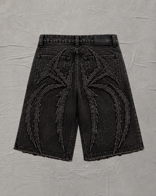 GOBLIN WASHED DENIM APPLIQUÉ JORTS