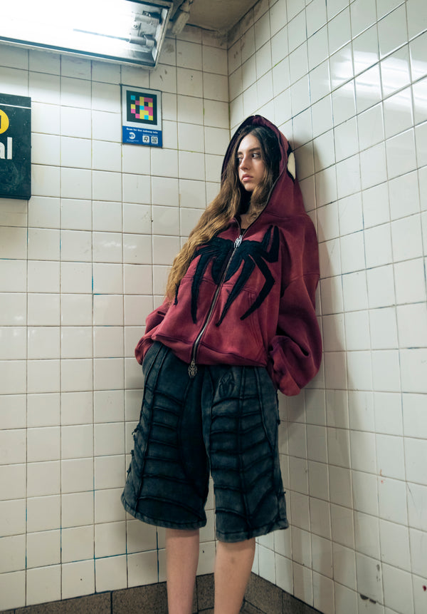 Blood Red Spider Full-Zip Hoodie - MTO