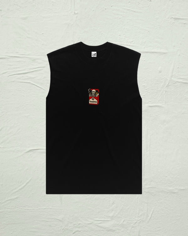 VA-SS25-BL018 SMOKING SKULL EMBROIDERY TANK