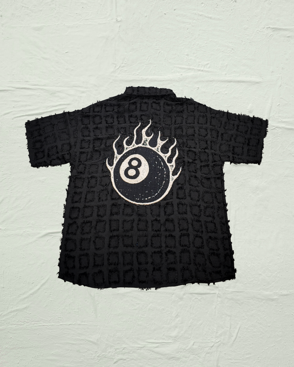 VA-SS25-BL12 8 BALL FLAME TAPESTRY SHIRT