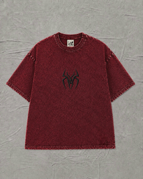 Blood Red Stonewashed Spider Tee - MTO