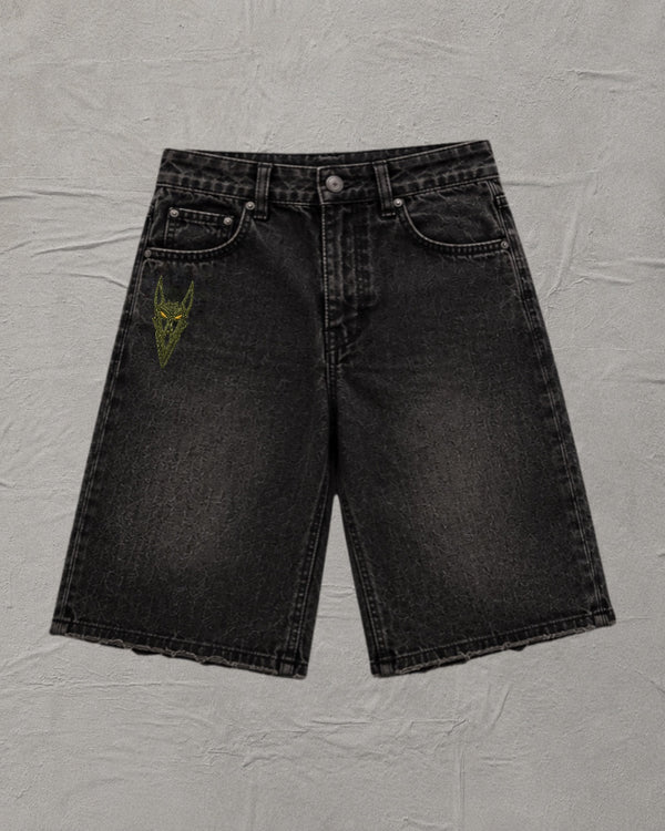 GOBLIN WASHED DENIM APPLIQUÉ JORTS
