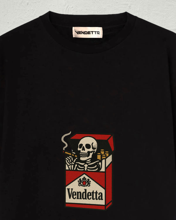 VA-SS25-882 SMOKING SKULL EMBROIDERY TAPESTRY TEE