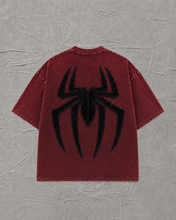 Blood Red Stonewashed Spider Tee - MTO