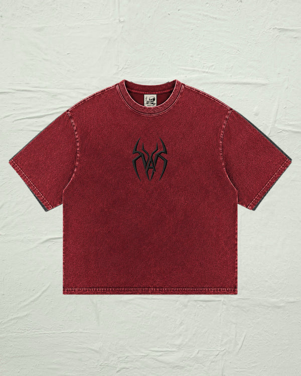 Blood Red Stonewashed Spider Tee