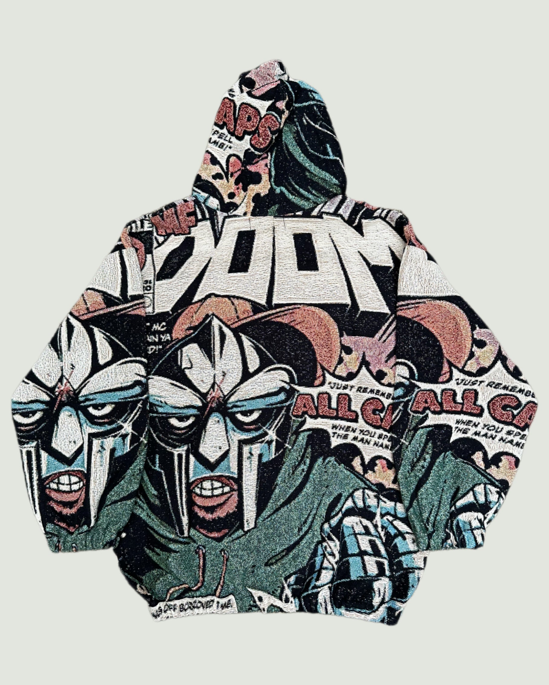 VA-SS24-728 MF DOOM FULL TAPESTRY HOODIE – VENDETTA ARCHIVE