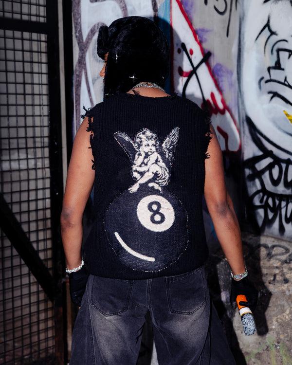 VA-SS25-BL025 8BALL ANGEL KNITTED VEST