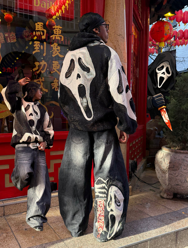 VA-SS25-BL019 GHOSTFACE BARREL JEANS