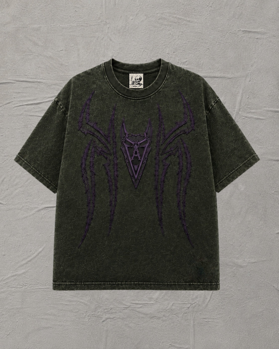 イタリア館　BLACK SPIDER ボッチョーニTシャツ Lサイズ Grey Stonewashed Spider Tee 350gsm oversized t shirt | Vendetta