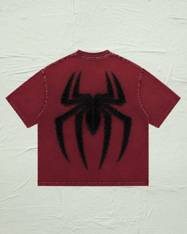 Blood Red Stonewashed Spider Tee