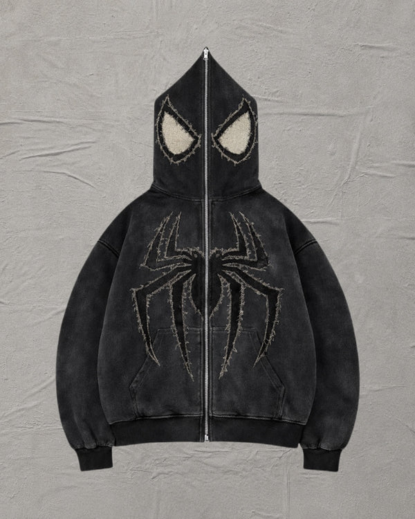 VOL.001 // Denim Fray Spider Full-Zip Hoodie