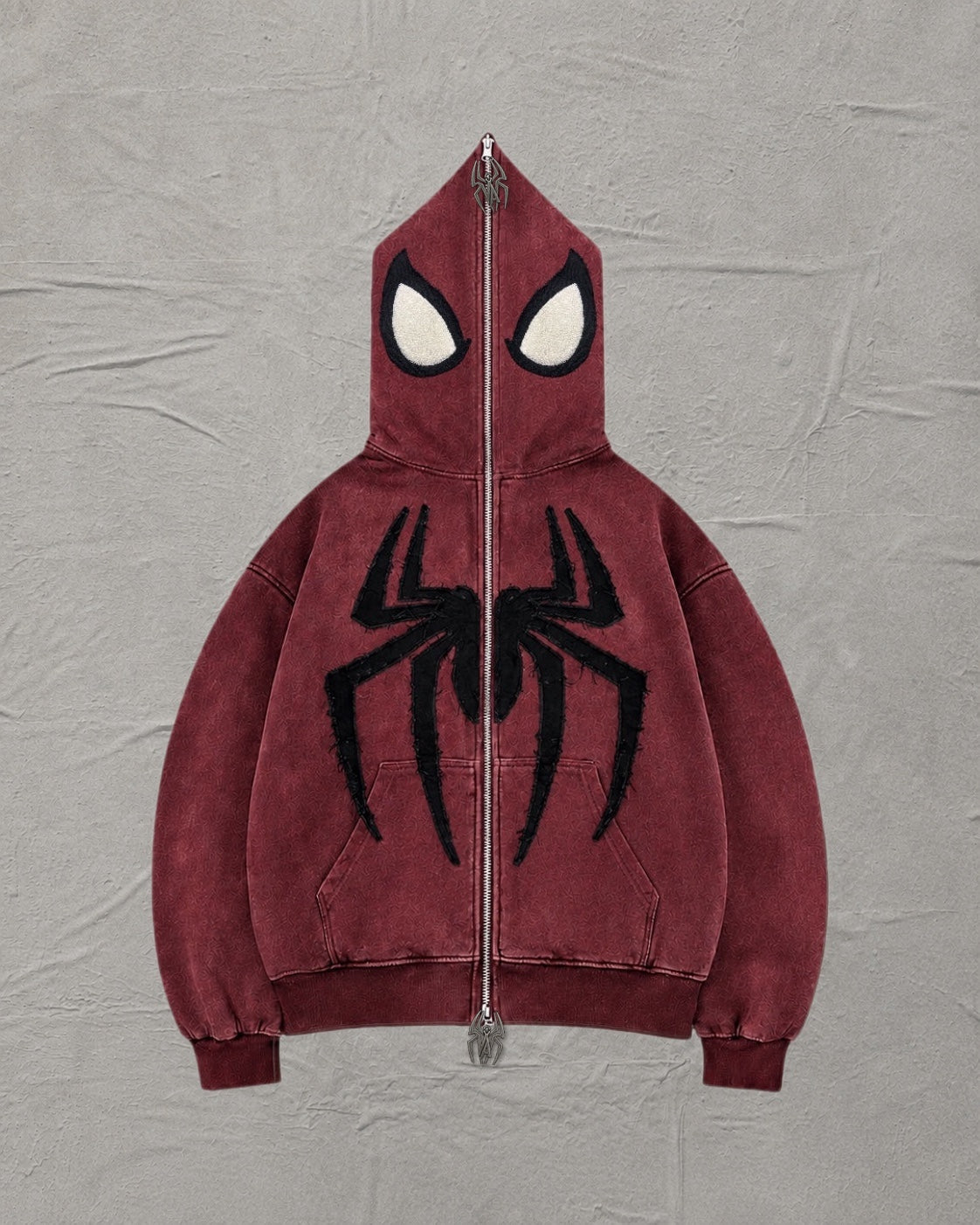 Spider Full-Zip Hoodie – blood red Stonewash | Vendetta – VENDETTA