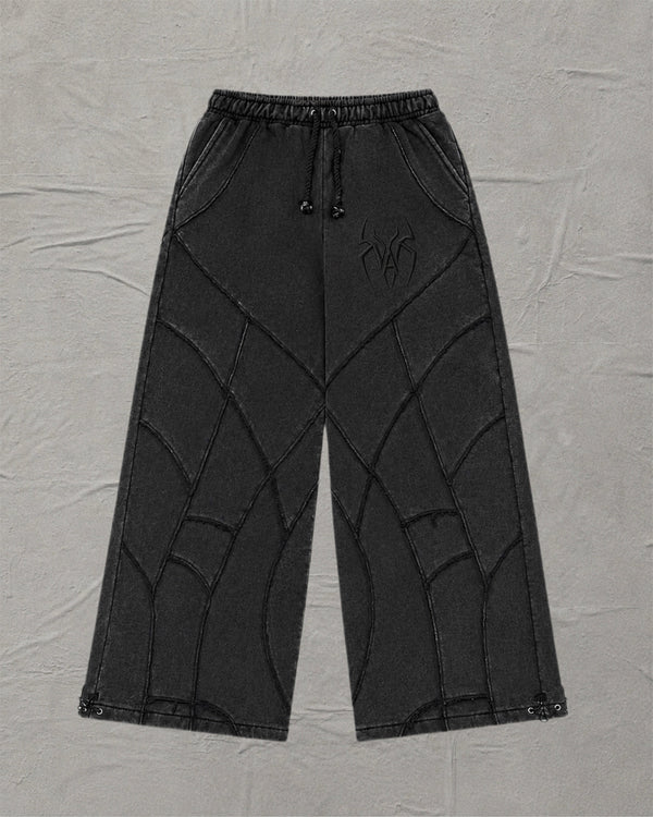 VOL.001 // Grey Stonewashed Spider Wide Leg Sweatpants
