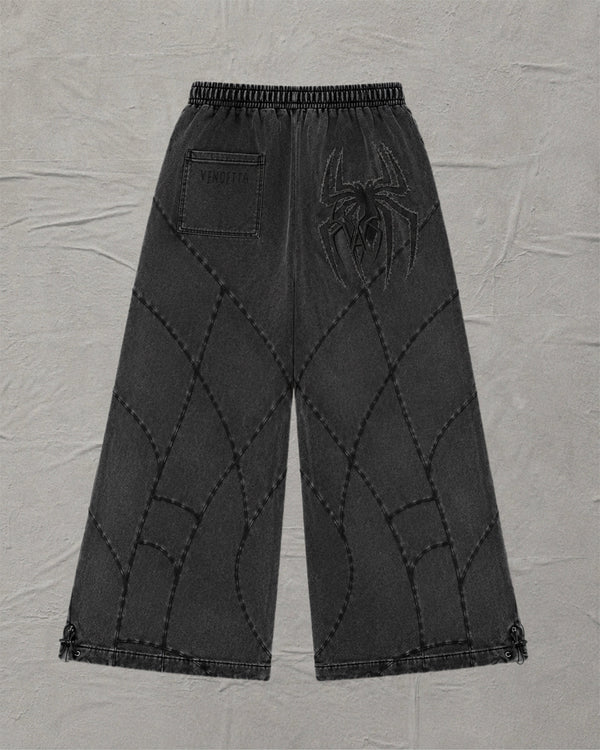 VOL.001 // Grey Stonewashed Spider Wide Leg Sweatpants