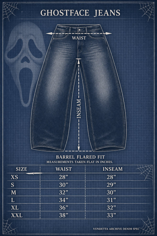 VA-SS25-BL019 GHOSTFACE BARREL JEANS