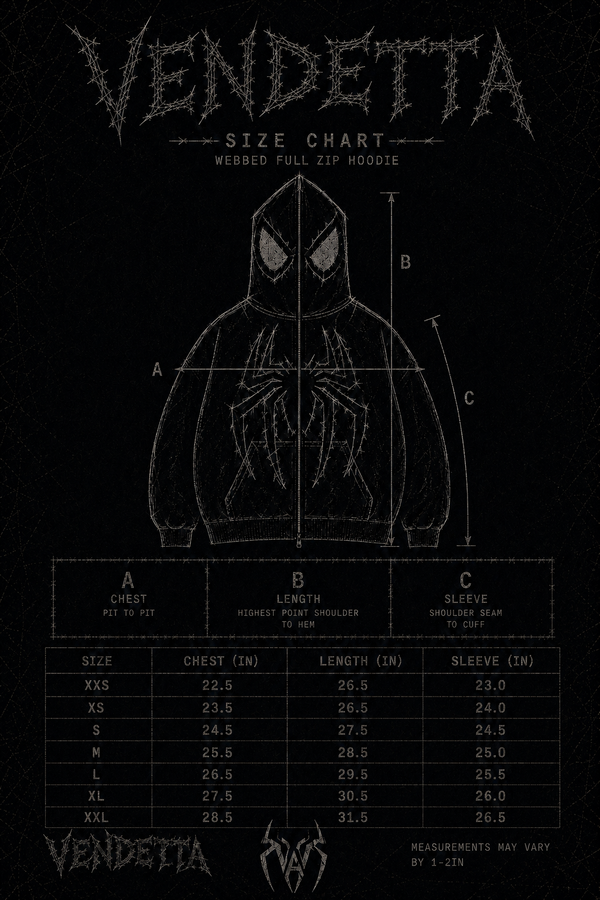Noir Fray Spider Full-Zip Hoodie - MTO
