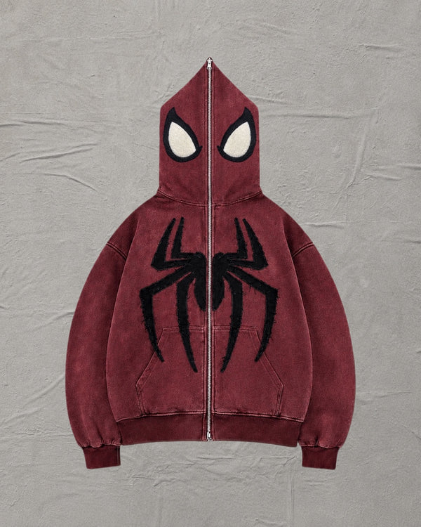 Blood Red Spider Full-Zip Hoodie - MTO