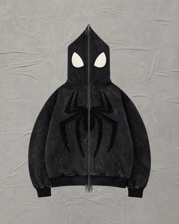 Noir Fray Spider Full-Zip Hoodie - MTO (Copy)