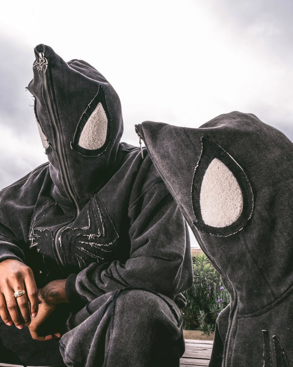 Denim Fray Spider Full-Zip Hoodie