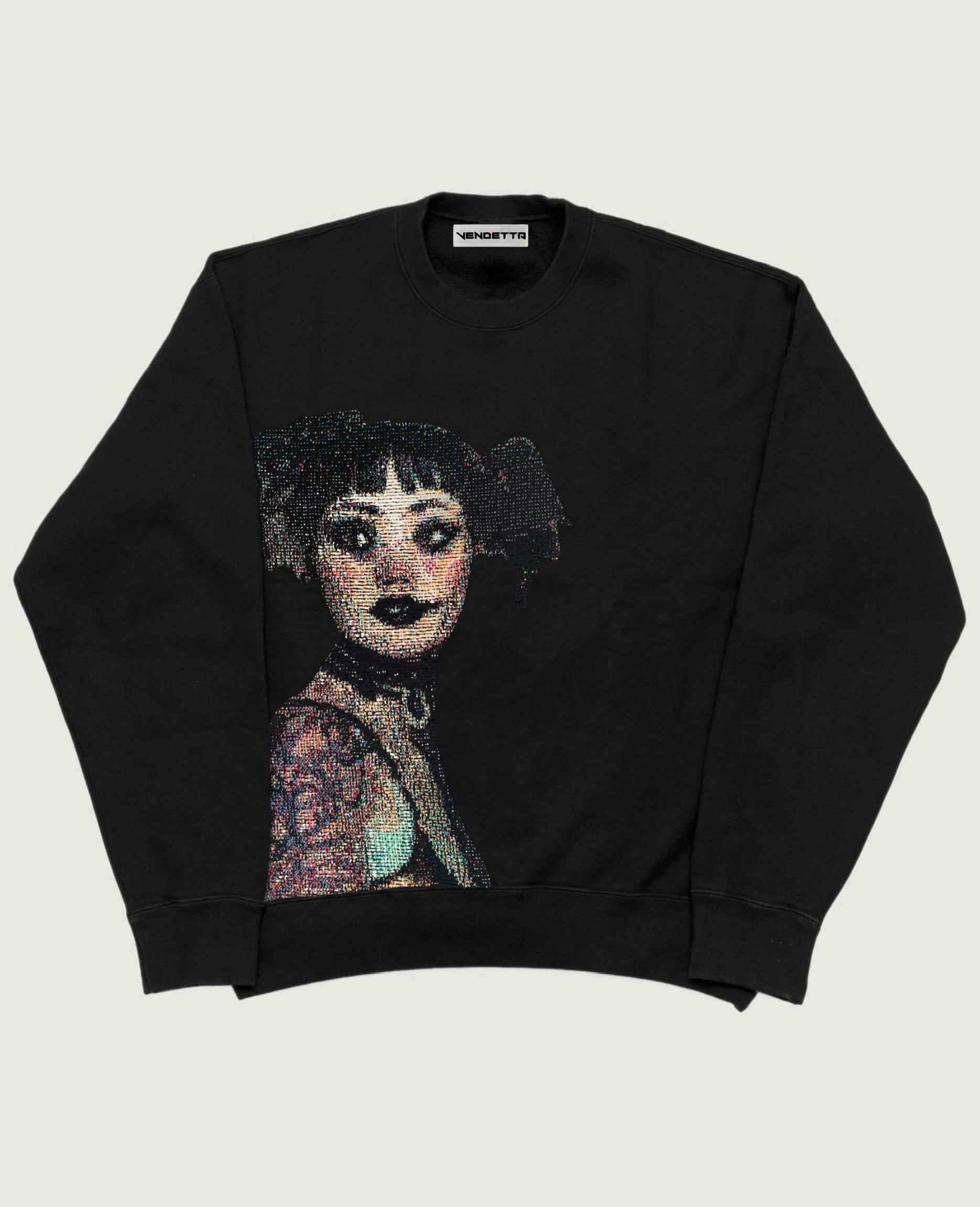 GOAT Tapestry / French Terry Crewneck in Black