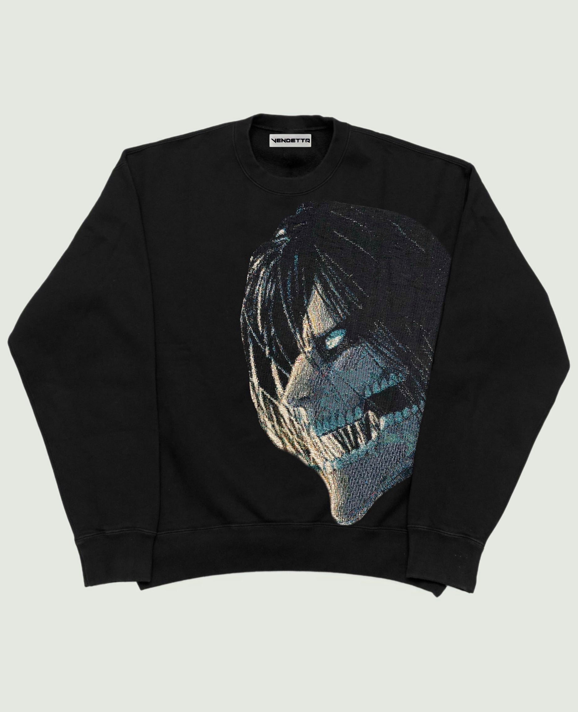 VA-SS21-129 ATTACK ON TITAN TAPESTRY CREWNECK – VENDETTA ARCHIVE